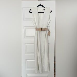 White Belted Jumpsuit